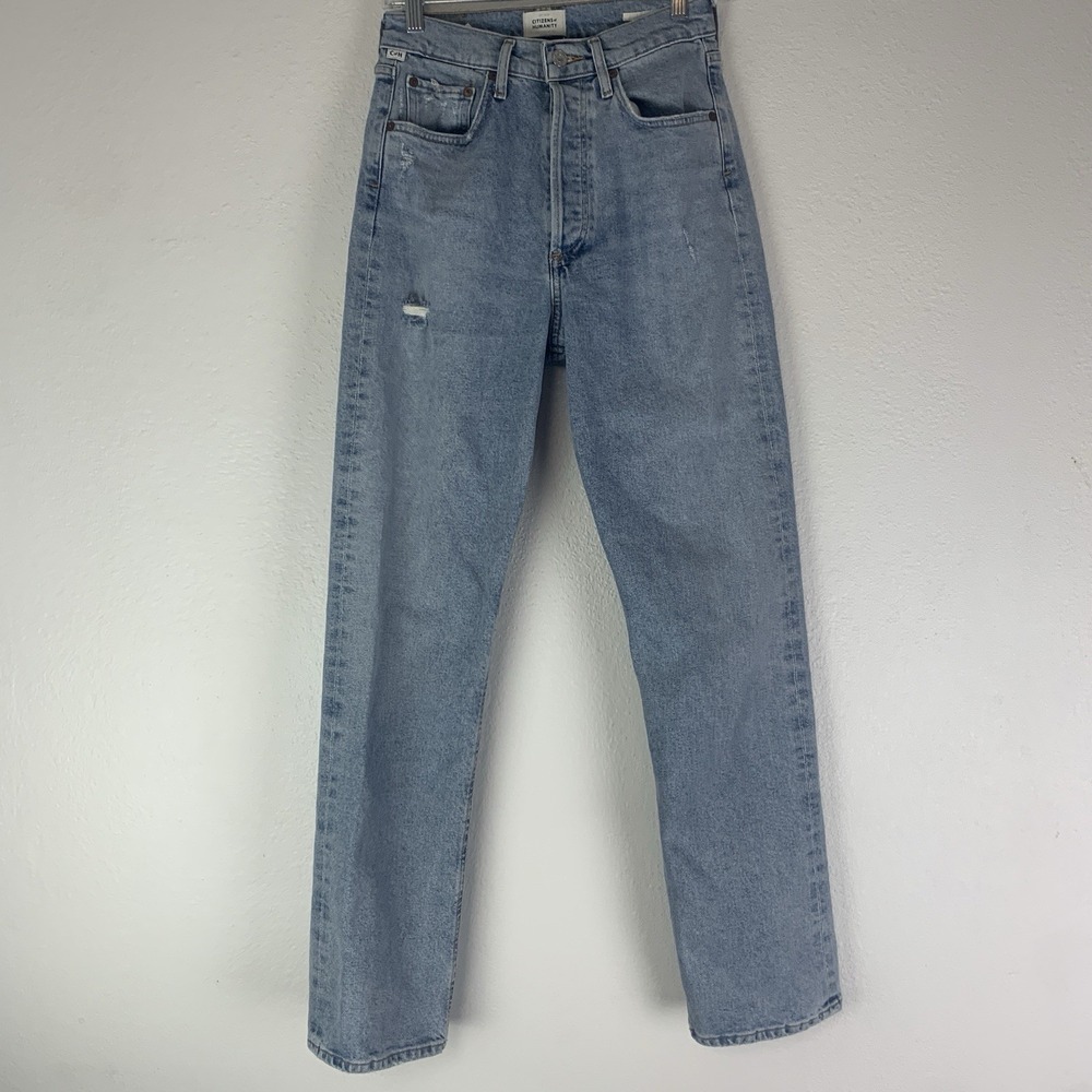 Citizens Of Humanity Eva Jeans Womens 25 Blue Denim Straight Leg Distressed